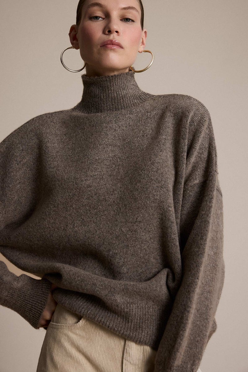 DeFacto Beige Woman Oversize Fit Half Turtleneck Knitwear Pullover Casual - Image 3